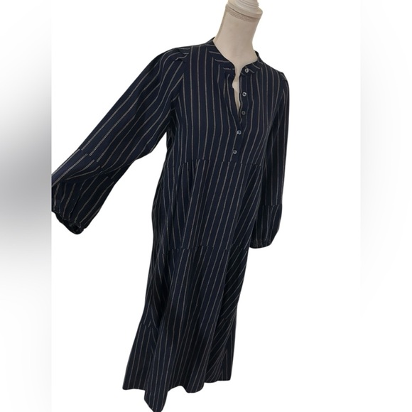 Pietsie bohemian flowy San Pancho Striped Navy Blue Maxi Dress Size medium - Picture 6 of 8